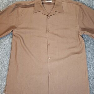 Daniel Ellissa Men's 2XL‎ Brown Short Sleeve Button Up Woven Herringbone Shirt